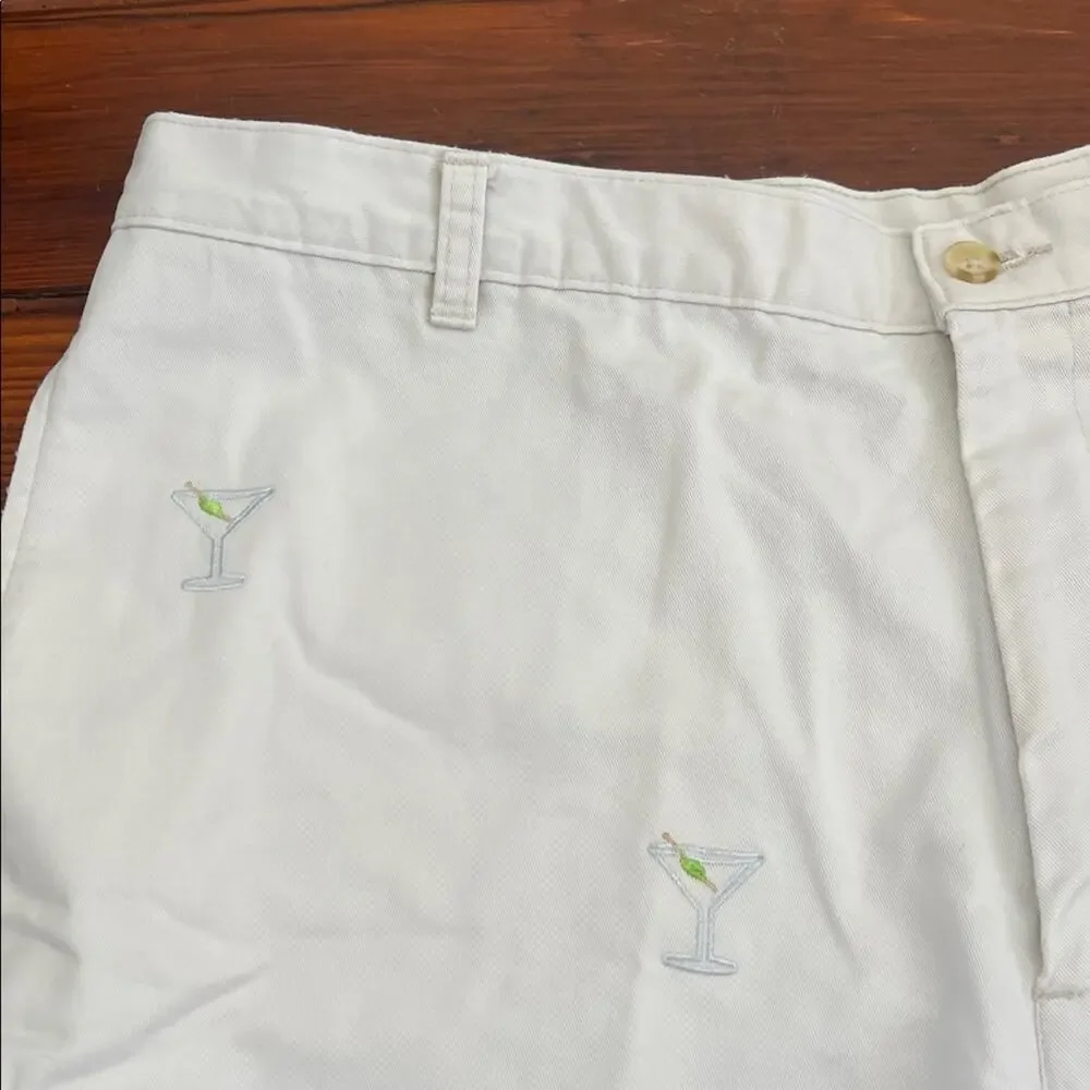 Barry Bricken Martini Glass embroidered flat front dress chino shorts sz 40